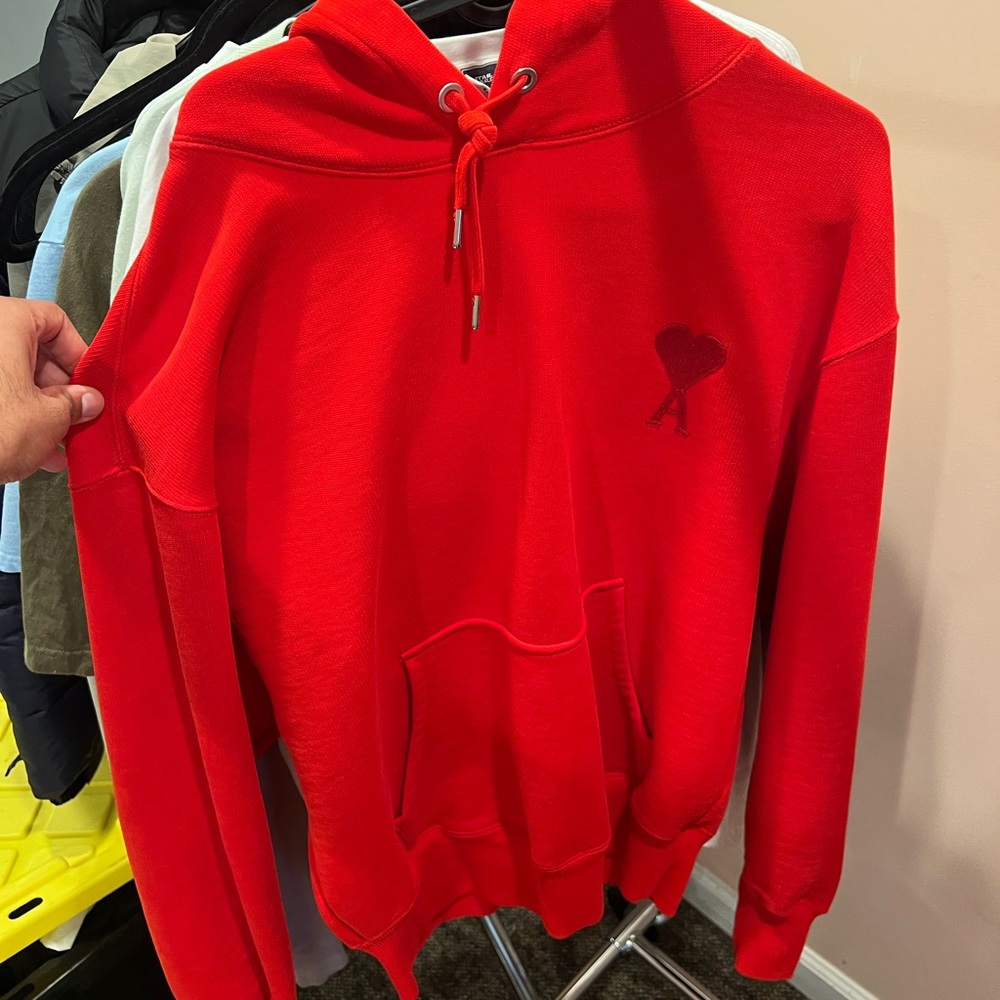 AMI PARIS LOGO BOXY COTTON JERSEY HOODIE